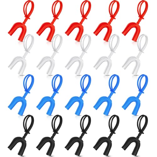 Dunzy 20 Pcs Football Mouth Guards with Strap Bulk Sports Mouthguard Bulk Football Mouthpiece Mouth Protector for Wrestling Boxing Lacrosse Hockey Taekwondo - color: Mixed Color, size: Adult
