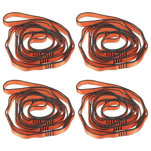 PATIKIL Daisy Chain Straps, Strong Climbing Strap Adjustable Nylon Chain Sling with Loops for Aerial Yoga Hammock Swing - color: Orange, size: 71 Inch