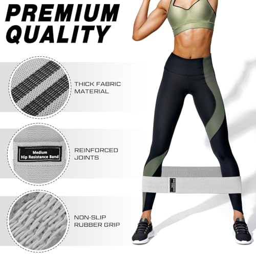 24 Pcs Fabric Resistance Bands for Working Out Strength Exercise Bands for Women Men Resistance Loop for Legs and Butt, Yoga, Pilates, Rehab, Fitness and Home - color: Gray, style: Medium Resistance