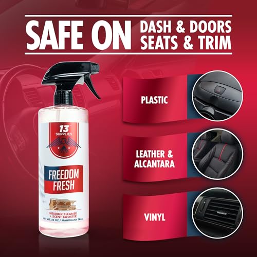 Freedom Fresh Car Interior Cleaner Spray, Mahogany Trail, 32 oz | Auto Cleaner for Headliner, Mat, Interior Vehicle Cleaning, Car Dashboard Cleaner Stain Remover, Restores Shine