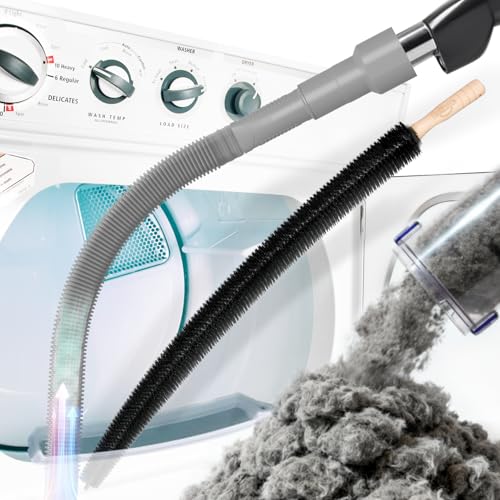 Holikme Dryer Vent Cleaner Kit 2Pack - Lint Vacuum Attachment & Brush | Gray Dryer Vent Vacuum Hose Attachment & Brush Reach Deep Traps - Remove Hidden Lint, Speed Drying & Reduce Fire Risk - color: Gray