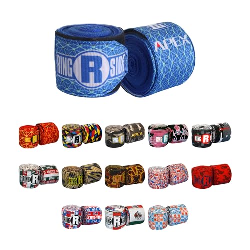 Ringside Apex 180” Boxing Hand Wraps Pair - Durable, Elastic Training Wraps with Hook & Loop Closure, Multi-Color Options, Perfect for MMA, Muay Thai, Kickboxing - color: Blue