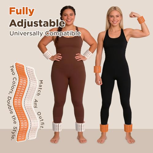 Magnetic Ankle Weights for Women Men Set of 2 (1 lb Each) Adjustable Wrist Weights for Pilates, Yoga, Workout and Daily Training - color: Orange & Starlight