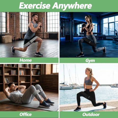 10 Pcs Fabric Resistance Bands for Working Out, Non Slip Fabric Elastic Leg Bands for Exercise, Booty Bands for Women Men, Hip Thigh Glute Bands Set for Squat Stretch Yoga (Black & Light Gray)