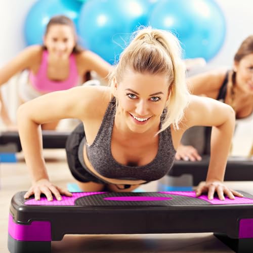 BalanceFrom Aerobic Step Platform Trainer with Adjustable 3-Level Risers, 400 Pound Weight Capacity – Non-Slip Exercise Stepper for Cardio, Strength, and Fitness Workouts, 31", Multiple Colors - color: Pink