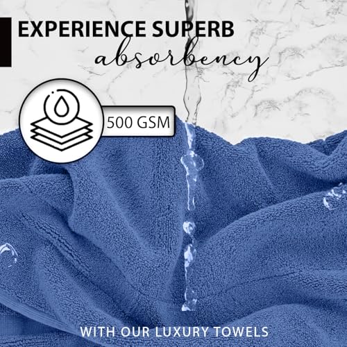 KAHAF COLLECTION 100% Cotton Bath Towels, 24x48 Pack of 6 Towels, Quick Dry, Highly Absorbent, Soft Feel Towel, Gym, Spa, Bathroom, Shower, Pool, Luxury Soft Towels (Blue, 24x48-6 Pack) - color: Blue, size: 24x48 - 6 Pack