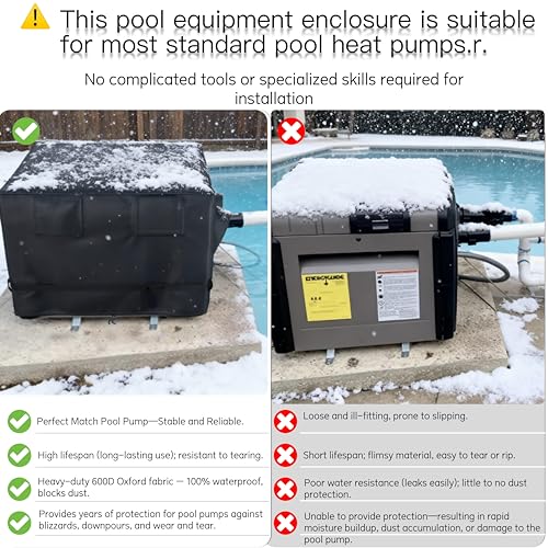 Pool Heater Cover for Hayward Brand | 600D Heavy-Duty Waterproof Winter Cover | Waterproof Pool Pump Cover, Equipment Cover 39" L*33.5" W*27.5" H
