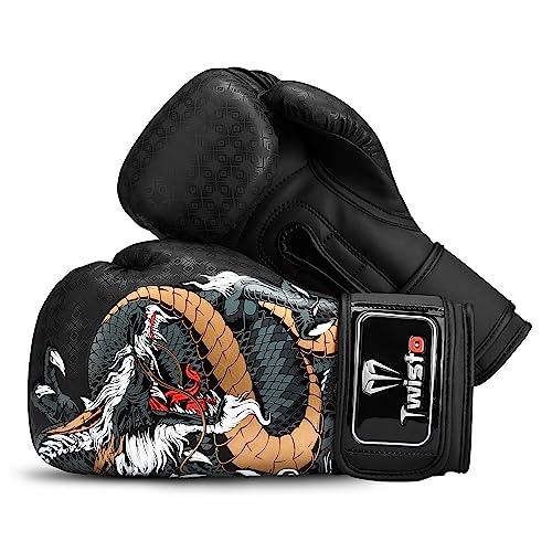Twisto Boxing Gloves S6 - Pro Training & Sparring, Maya Hide Leather, Muay Thai, MMA, Kickboxing, Men, Women, Adults, Heavy Punching Bag, Focus Mitts, Pads, Gym Workout, 10oz 12oz 14oz 16oz - size: 16 oz, style: Hydra