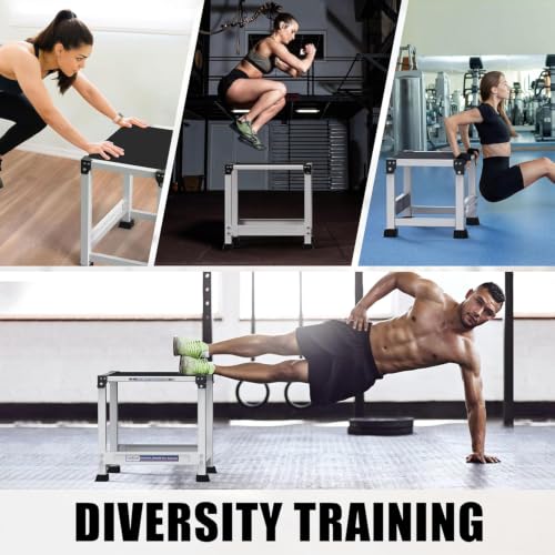 GanFindX Steel Plyo Jump Box, 12/18 Inch, White | Heavy-duty Steel Plyo Box For Home Gym. Builds Agility, Stamina, Conditioning & Strength. - size: 18 Inch