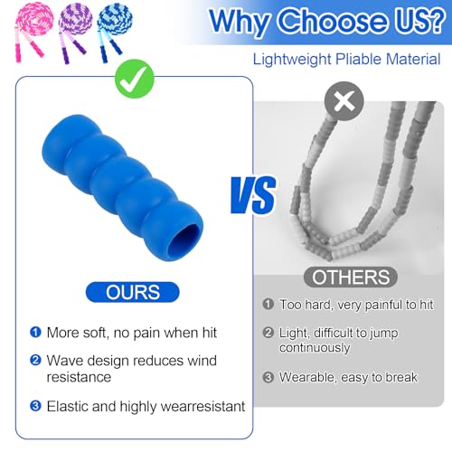 Jump Rope for Kids, 9 Ft Adjustable Jump Ropes for 4 5 6 7 8 10 12, Segmented Soft Beaded Jumping Rope Age 8-12, Tangle Free Skipping Rope for Women Man Fitness Weight Loss - color: Purple, Pink, Blue