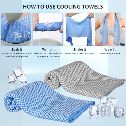 BOGI Cooling Towels for Neck and Face, Soft Breathable Cool Towel for Instant Cooling Stay Cool for Yoga, Sport, Gym, Camping, Running & More Activities - color: Grey, size: 47.00" x 14.00"