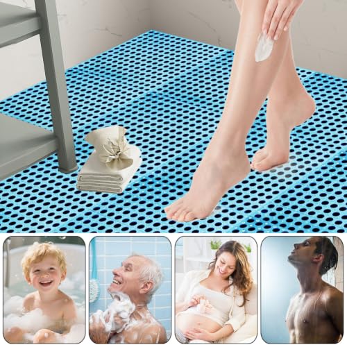 30 Pack Garage Floor Tiles, 12x12 Inch Interlocking Drainage Tiles Non-Slip Deck Tile with Holes for Bathroom, Pool Deck, Gym, Garage, Kitchen & Wet Areas, Easy Splicing Anti-Fatigue Mat (30, Blue) - color: Blue