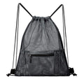 Mesh Sports Drawstring Bag, Large Breathable Gym Sack for Boxing Gloves, Boxing Equipment, Shoes & Training Gear, Lightweight & Durable (Black) - color: Black