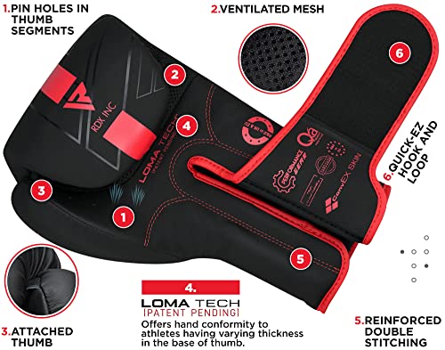RDX Boxing Gloves, Pro Training Sparring, Maya Hide Leather, Muay Thai MMA Kickboxing, Men Women Adult, Heavy Punching Bag Focus Mitts Pads Workout, Ventilated Palm, Multi Layered, 8 10 12 14 16 18 Oz - color: RED, size: 16 OZ
