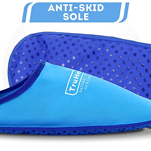 Gel Ice Pack Slippers - Hot & Cold Therapy for Neuropathy Relief & Foot Care, Cooling Gel Comfort for Swollen Feet & Swelling Relief, Flexible Ice Pack Design - 1 Pair, Blue Vinyl