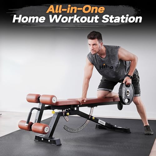 Adjustable Weight Bench with Transport Wheels for Home Gym - color: Basic - Black/Brown