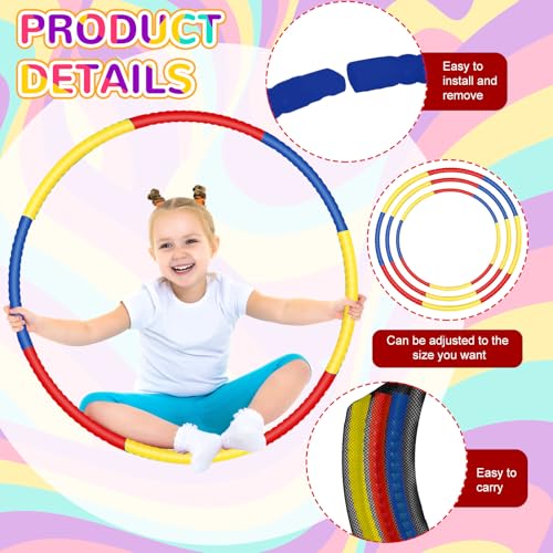 Sratte 12 Pcs Hoop for Detachable Adjustable Hoop Colored Exercise Ring Plastic Circle for Gymnastics Equipment Require Self Assembly (28 Inch,Red,Blue,Yellow) - color: Red,Blue,Yellow, size: 28 Inch