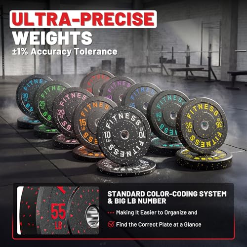 2" Bumper Plates Set Olympic Weight Plates for Barbell Strength Training | Papababe 2Inch Weights Plates Set, Floor Protective Plates, 20-600lbs Rubber Bumper Plates for Weightlifting, Bench Press - size: 230 LB SET (PAIR OF 10, 15, 20, 25, 45 LB), style: