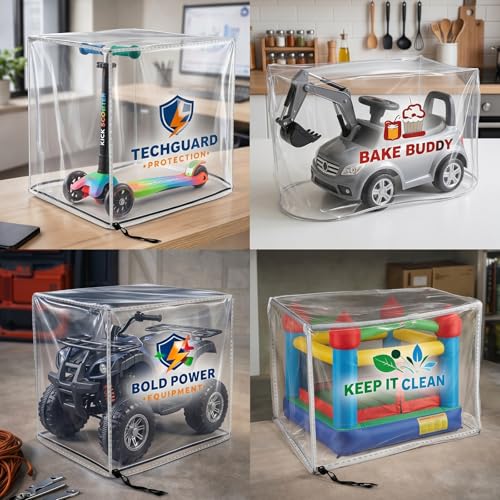 Custom Clear PVC Dust Cover, Personalized Text or Logo for Transparent Protective Cover, Made to Measure Size, Waterproof Visible Storage Covers for Equipment & Display (PVC Transparente) - color: PVC Transparente