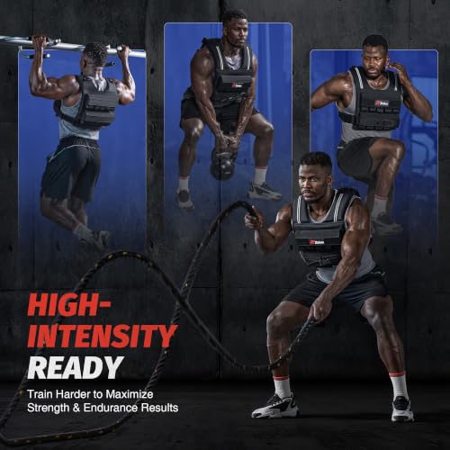 ZELUS Weighted Vest Men, 23lbs/36lbs/45lbs Adjustable Weight Vest with 10/16/20 removable Iron Weights and Reflective Strips, No-Bounce Design for Strength Training, Running, HIIT & Calisthenics - size: 45LB
