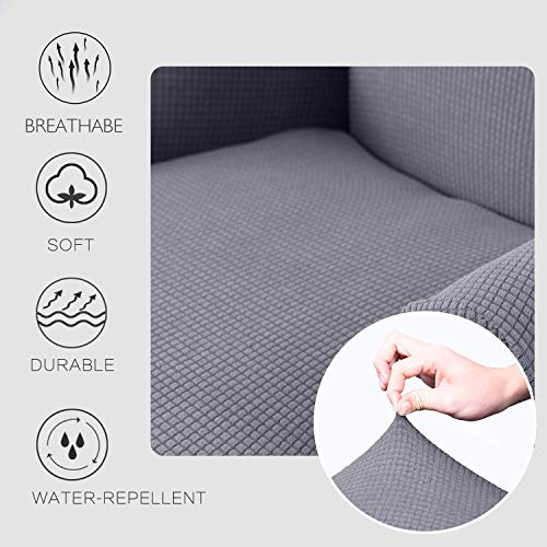 Granbest Premium Water Repellent Wingback Chair Cover 2-Piece High Stretch Jacquard Fabric Wing Back Chair Slipcovers (Wing Chair Cover, Light Gray) - color: Light Gray