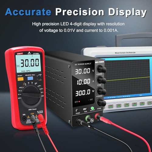 NICE-POWER DC Power Supply Variable 30V 10A, Adjustable Switching Regulated DC Bench Power Supply with Output Switch High Precision 4-Digit LED Display, Benchtop Lab Power Supplies with 5V/2A USB Port - size: 30V 10A