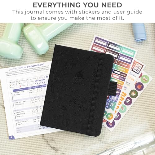 Clever Fox Fitness & Food Journal, Workout Planner, 4.2"x5.7" Black | Lasts 3 months, undated hardcover exercise & weight loss journal for women, gym, diet, meal tracker, calorie counter book - color: Black, size: Pocket (4.2" x 5.7")