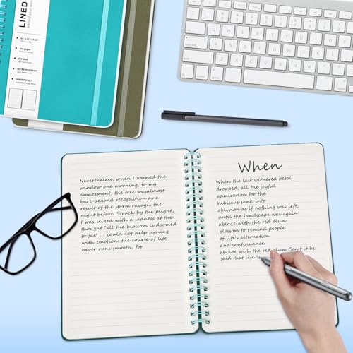 Lined Spiral Journal Notebook with 160 Pages, 8×5.7in, A5 Spiral Notebook, Journaling Notebooks for Work, School, Women, Men, College Ruled Spiral Notebook, Hardcover Leather Journals, Turquoise - color: Lake Blue, size: A5