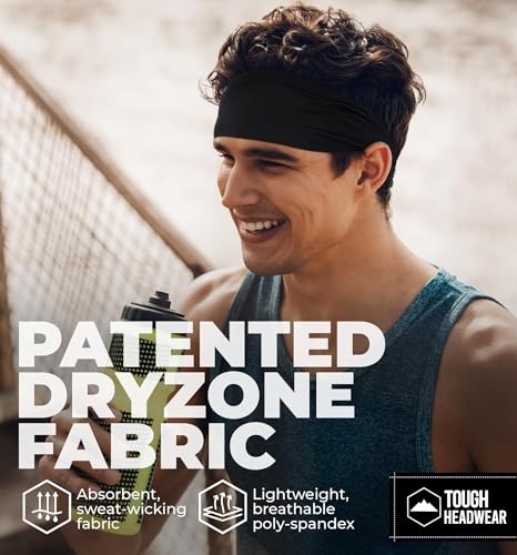 Tough Headwear Mens Headband | Sweat Headbands for Men Women Working Out Running Sports – Athletic Sweat Band Exercise - color: (4 pack) Black, White, Light Gray, Gray