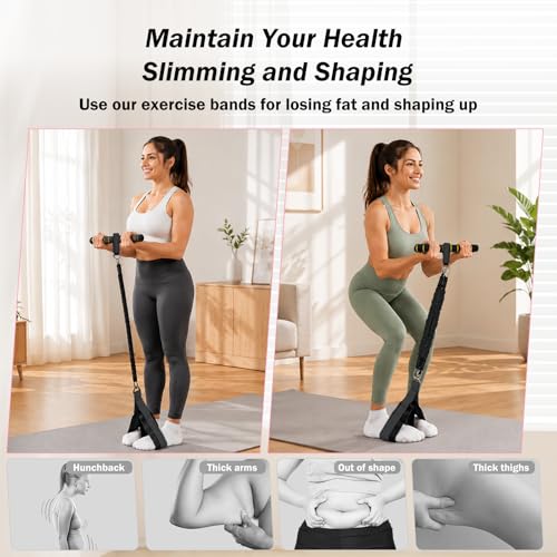 Resistance Bands with Handles, 6-Tube Elastic Pedal Resistance Band for Working Out, Durable Natural Rubber Exercise Bands, Multifunction Exercise Equipment for Abdomen, Waist, Arm, Leg Stretching - color: Upgraded-Black