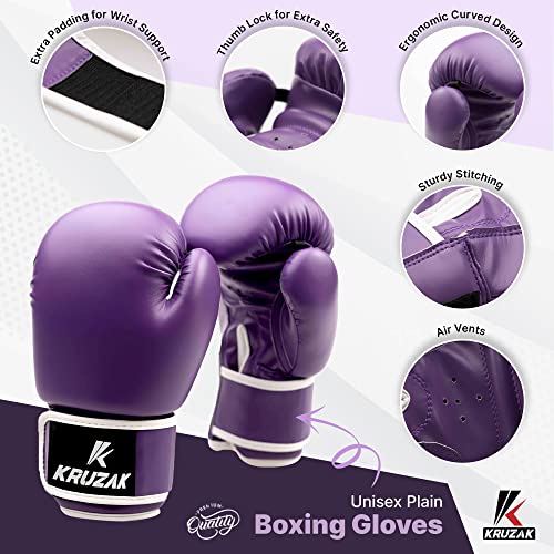 Kruzak Boxing Gloves for Men & Women, Sparring & Kickboxing Gloves, Muay Thai & MMA Gloves, 8-16 oz - color: Purple, size: 12 oz