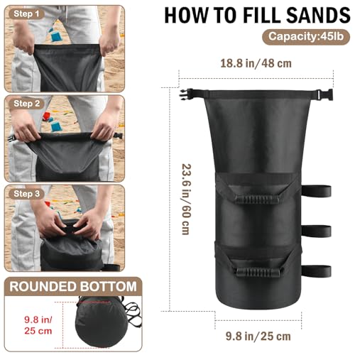 160LBS Canopy Weight Sand Bags Set of 4, No Sand, Black | 1680D Heavy Duty SandBags for Canopy Tent Legs, Pop up Tent Gazebos Weights for Outdoor Patio Umbrellas, Pergolas, Sunshades - size: 160 LBS