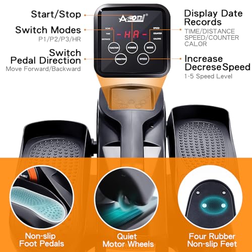 Under Desk Elliptical Machine, Leg Exerciser for Seniors Adults, Adjustable Speeds Elliptical Trainer with Remote, Quiet & Portable Mini Seated Pedal Exerciser for Home Office Use