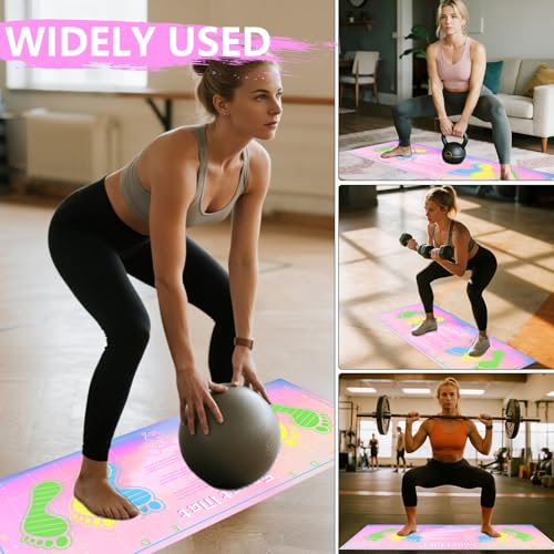 Non-Slip Squat Mat with Foot Position, Anti Slip Training Mat, Professional-Grade Exercise Mat Perfect for Squats, Squat Pads Can Activate Muscles, Versatility and Safety for Home Fitness Enthusiasts 31.5'' X 13.8'' - color: Pink