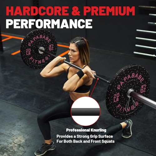 PAPABABE Olympic Barbell, 4ft/5ft/6ft/6.5ft Straight Barbell Womens Olympic Barbell for Strength Training and Technique Adjusting, 2 inch Olympic Bar with Moderate Knurling For Bench Press, Squats Curls Deadlifts Weightlifting - color: 6.5ft Pro 35lb Barb