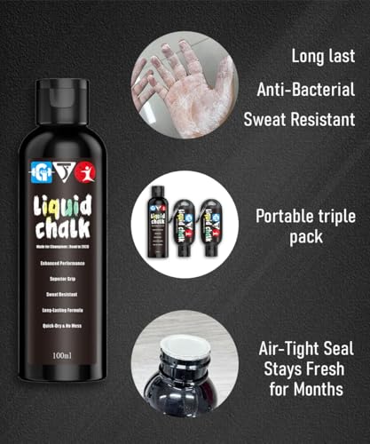 Liquid Chalk Mess-Free Gym Chalk 7’s Quick-Drying for Weightlifting, Gymnastics, Rock Climbing, Pole Dancing Sweat Resistant and Long Lasting for Stronger Hand - style: 1*1.69OZ+2*3.38OZ