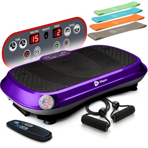 Lifepro Waver Vibration Plate Exercise Machine – High-Intensity Vibration Plate for Lymphatic Drainage – Full-Body Workout Vibrating Platform with Loop Bands – Fitness Equipment for Strength & Toning - color: Purple
