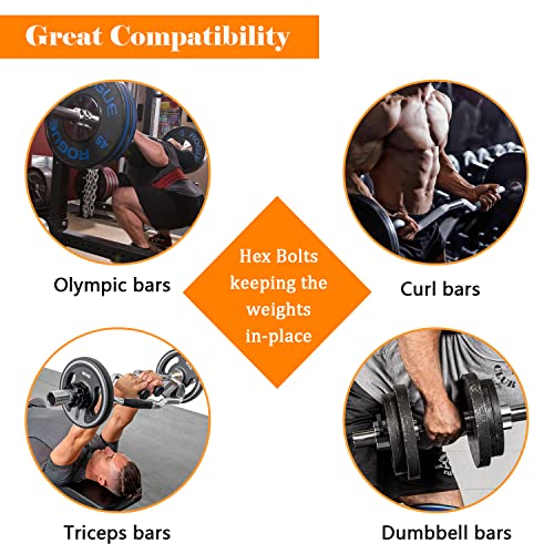 Bonbo Hex Bolts Fit for Bars of Olympic, Curl Bars, Tricep, Dumbbell(2-Pack)