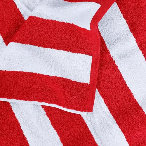 Utopia Towels Pack of 4 Cabana Beach Towels, Oversized 30 x 60 Inches Cotton Beach Towel Set, Smooth Ring Spun Texture for Pool and Swim Days, Modern Striped Design Bath Towels, Red - color: Red, size: 30 x 60 - 4 Pack