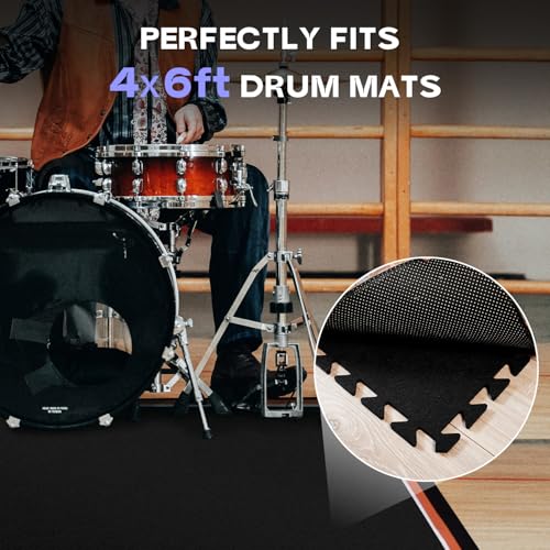 Starfavor Sound Absorbing Interlocking Floor Mats Pads 18 Pcs - Fits 4 * 6ft Drum Mats, 15.7" x 11.8" Anti-Vibration Sound Proof Puzzle Felt Padding - Protect Hardwood Floor - size: 45.3''×66.5‘’