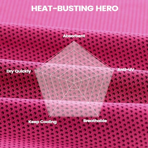 Clothirily Cooling Towels for Women Men, Breathable Cooling Towels for Neck and Face, Workout Towel for Hot Weather, Sweat Towel for Gym Yoga, Camping, Fitness, Running, Traveling, 4 Pack 40"x12" - color: Rose Red/Blue/Light Blue/Dark Grey
