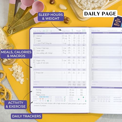 Legend Wellness Planner & Food Journal – Daily Diet & Health Journal with Weight Loss, Measurement & Exercise Trackers – Lifestyle & Nutrition Diary – Lasts 6 Months, A5 size – Purple - color: Purple Debossed, size: A5 (5.8” x 8.3”)