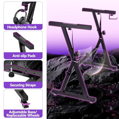 Digital Piano Keyboard Stand and Bench Set - Heavy Duty Adjustable Portable Music Stand and Bench Seat for 54-88 Key Electric Pianos