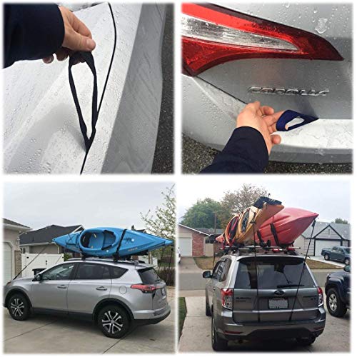 Quick Hood Loops Trunk Anchor Kayak Tie Downs Straps Bow Stern Canoe Transport Secure Lashing Point - color: Black 1 Pair