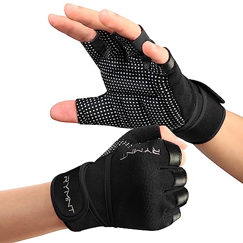 Workout Gloves with Wrist Wrap Support, Weight Lifting Gloves with Full Palm Protection & Extra Grip for Men Women Gym Exercise, Fitness, Weightlifting, Pull ups - color: Aron Black, size: Small