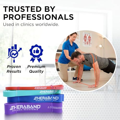 THERABAND High Resistance Bands Set of 4, Light to Extra-Heavy Elastic Super Bands for Full Body Workouts, Physical Therapy, Strength Training, Durable 41” Loop Exercise Bands, 15-50 lbs Resistance - size: 4 Pack (15-50 lbs)