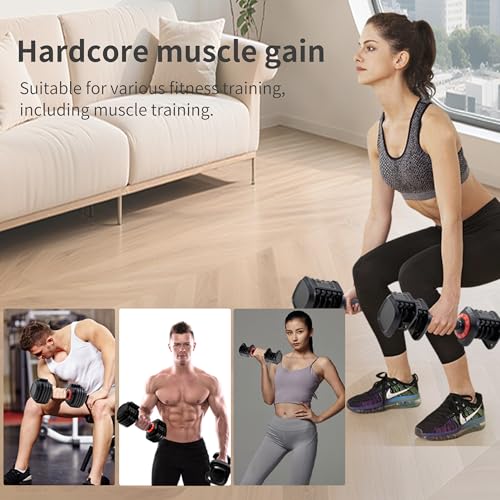 Shaking Weight Adjustable Dumbbell Set 22-66 lbs, 5LB Pink & 25LB Black for Men & Women, Home Gym Equipment, Full Body Workout, Arm Training, Non-slip Noiseless Dumbbells - color: black, size: 25lb-pair