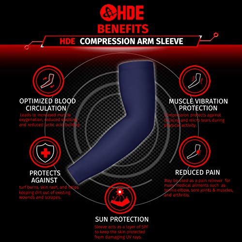 HDE Arm Compression Sleeves for Kids Basketball Shooting Sleeve Youth Sports Cooling Sun Protection Football Baseball 1 Pair - color: Navy Blue, size: Youth Medium