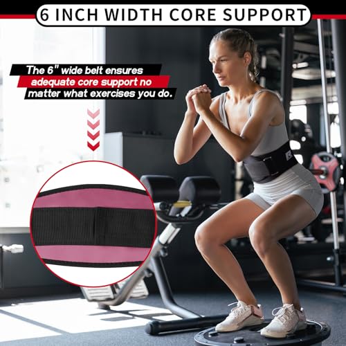 RitFit Weight Lifting Belt - Great for Squats, Lunges, Deadlift, Thrusters - Men and Women - 6 Inch Black/Camouflage - color: Pink, size: M(30"-36")
