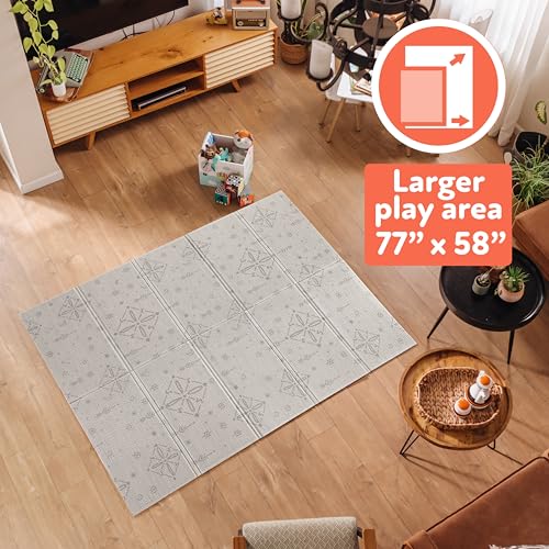 Nuby Reversible Baby Floor Mat, 77" x 58" - Foldable and Lightweight Infant Play Mat - Easy Storage and Travel - Graceful Gray - style: Graceful Gray